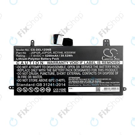 Batterie für Dell Latitude 5290, Latitude 12 5285, 5200mAh, Li-Pol, 7.6V, J0PGR, HQ