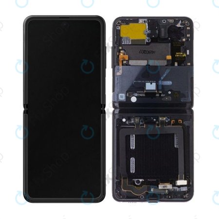 Samsung Galaxy Z Flip F700N - LCD Display + Touchscreen Front Glas + Rahmen (Mirror Black) - GH82-22215A Genuine Service Pack
