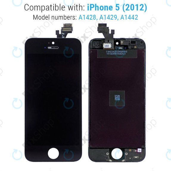 Display für iPhone 5, Black, Touchscreen-Glas mit Rahmen