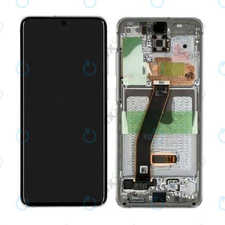 Samsung Galaxy S20 G980F - LCD Display + Touchscreen Front Glas + Rahmen (Cloud White) - GH82-22123B, GH82-22131B Genuine Service Pack