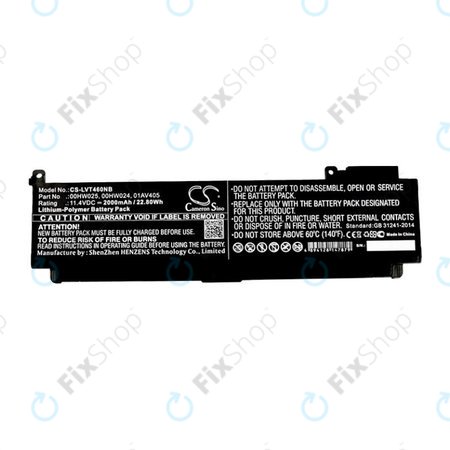 Batterie für Lenovo ThinkPad T460S, T470S, 2000mAh, Li-Pol, 11.4V, 00HW025, HQ