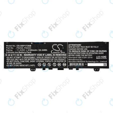 Akku batterie für Dell Inspiron 13, 7373, Vostro 13, 3100mAh, Li-Ion, 11.4V, F62G0, HQ