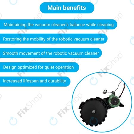 Xiaomi Robot Vacuum X10, Dreame Z10 Pro, L10 Plus, D10 Plus - Rad mit Motor (Rechts) (Schwarz)