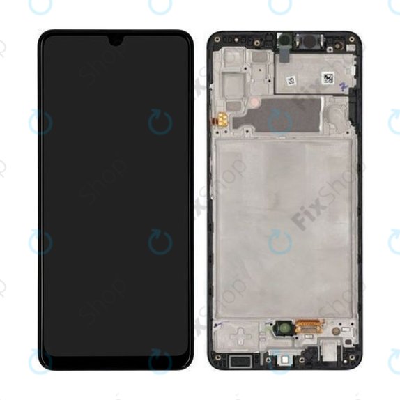 Samsung Galaxy A32 A325F - LCD Display + Touchscreen Front Glas + Rahmen (Awesome Black) - GH82-25566A, GH82-25579A Genuine Service Pack