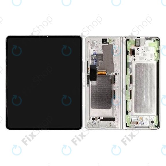 Samsung Galaxy Z Fold 3 F926B - LCD Display + Touchscreen Front Glas + Rahmen (Phantom Silver) - GH82-26283C, GH82-26284C Genuine Service Pack