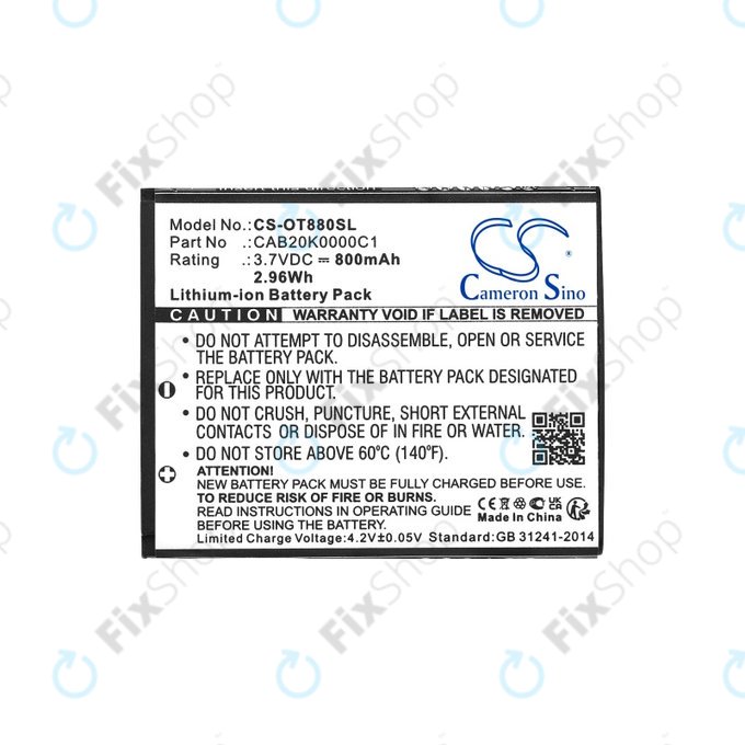 Batterie für Alcatel Onetouch, 800mAh, Li-ion, 3.7V, BTR510AB, HQ