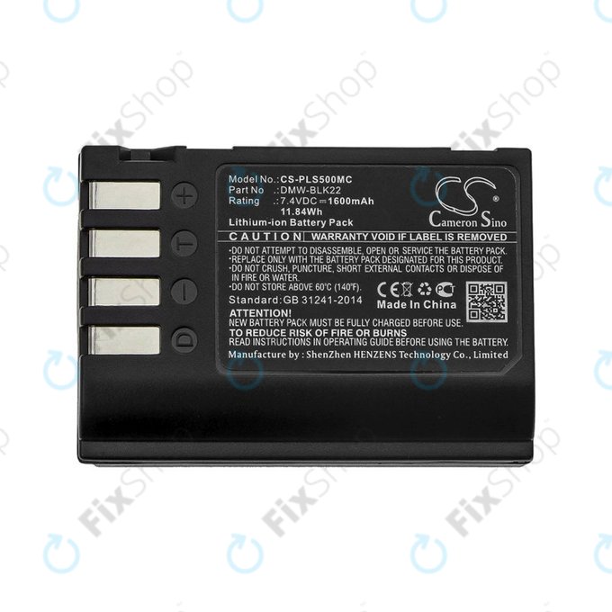 Batterie für Panasonic Lumix DC-S5, DC-S5K, GH5, G9, GH5S, 1600mAh, Li-Ion, 7.4V, DMW-BLK22, HQ