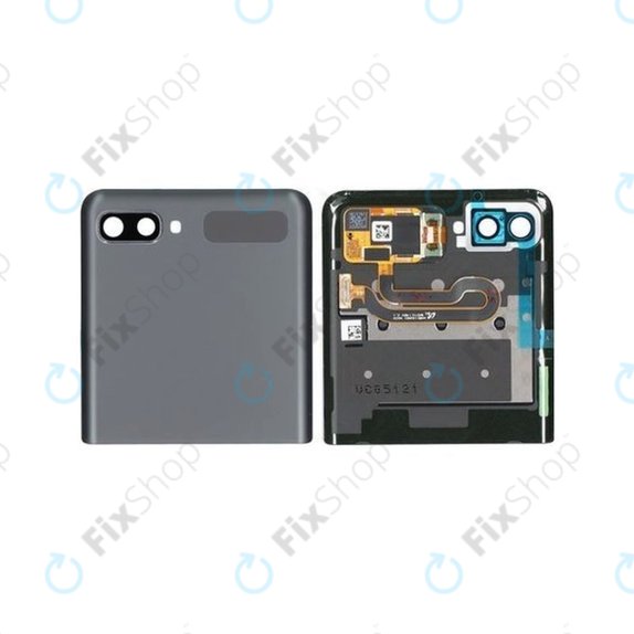 Samsung Galaxy Z Flip 5G F707B - LCD Display + Touchscreen Front Glas + Rahmen (Externe) (Mystic Gray) - GH96-13806A Genuine Service Pack