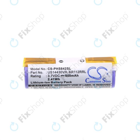 Akku batterie für Philips HS8420, 650mAh, Li-Ion, 3.7V, US14430VR, KR112RRL, HQ
