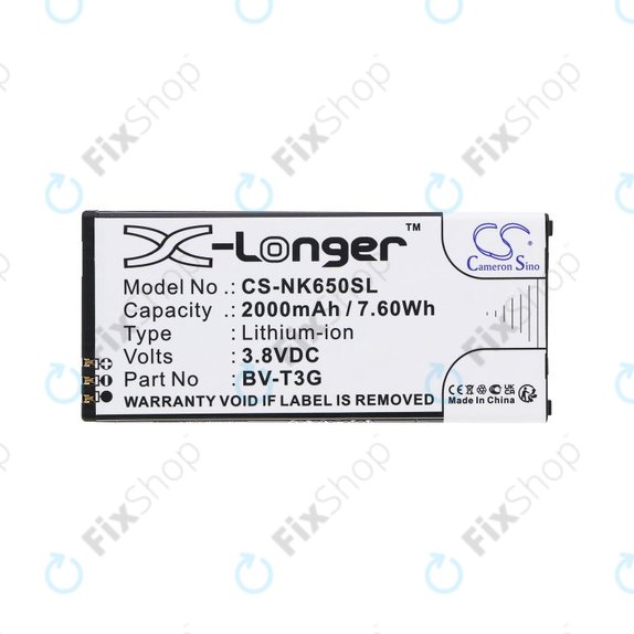 Akku batterie für Nokia Lumia 650, 2000mAh, Li-Ion, 3.8V, BV-T3G, HQ