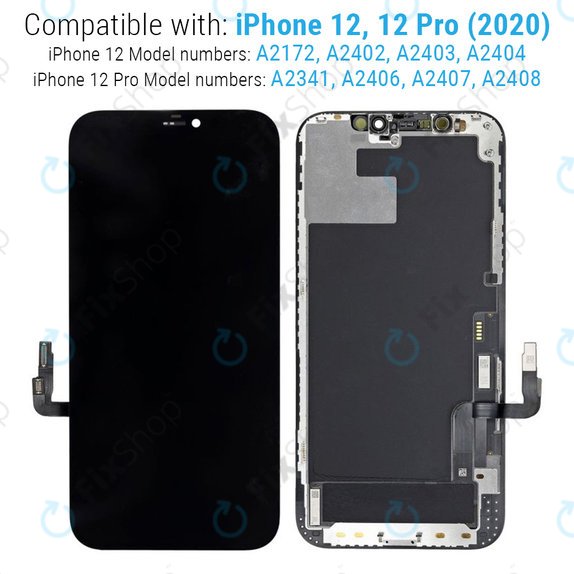 Display für iPhone 12, 12 Pro, Touchscreen-Glas mit Rahmen, Refurbished