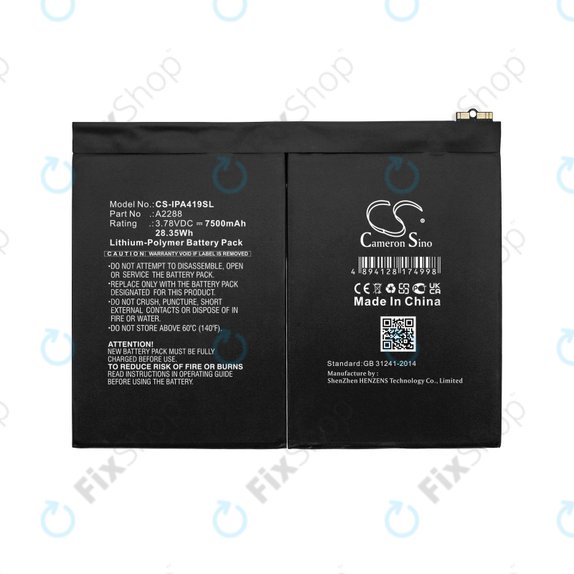 Apple iPad Air (4th Gen 2020), (5th Gen 2022), 11 (2024) - Akku Batterie A2288 7500mAh HQ