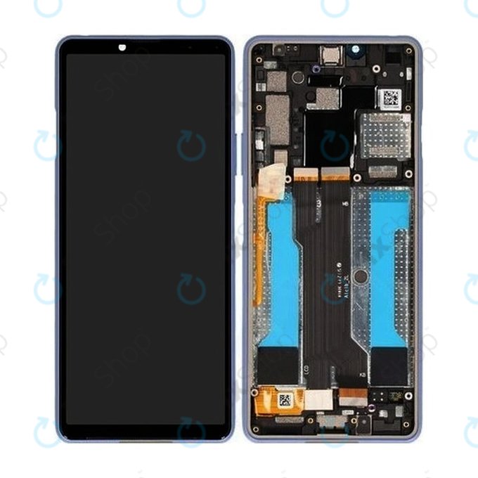 Sony Xperia 10 III - LCD Display + Touchscreen Front Glas + Rahmen (Blue) - A5034094A Genuine Service Pack