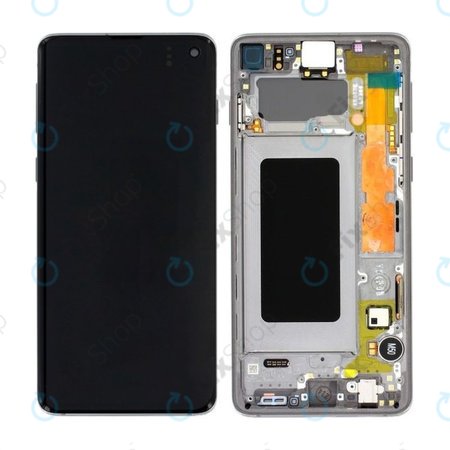 Samsung Galaxy S10 G973F - LCD Display + Touchscreen Front Glas + Rahmen (Prism Black) - GH82-18850A, GH82-18835A, GH82-18860A Genuine Service Pack