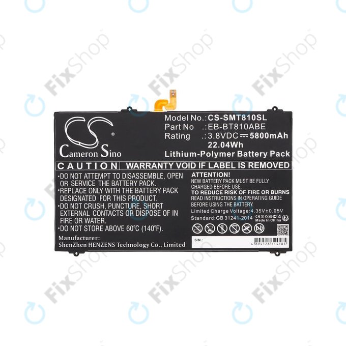 Akku batterie für Samsung Galaxy Tab S2, 5800mAh, Li-Pol, 3.8V, EB-BT810ABE, HQ