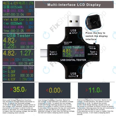 Eversame 2in1 - USB-Tester und Multimeter (USB-C und USB 3.0)