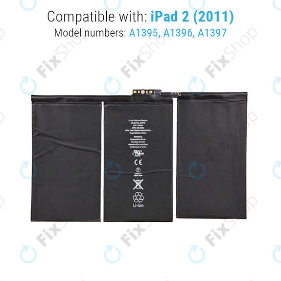 Akku Batterie für iPad 2, 6500mAh