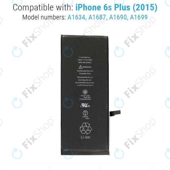 Akku Batterie für iPhone 6S Plus, 2750mAh, FixPremium