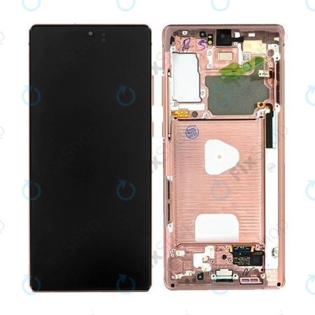 Samsung Galaxy Note 20 N980B - LCD Display + Touchscreen Front Glas + Rahmen (Mystic Bronze) - GH82-23495B, GH82-23733B Genuine Service Pack