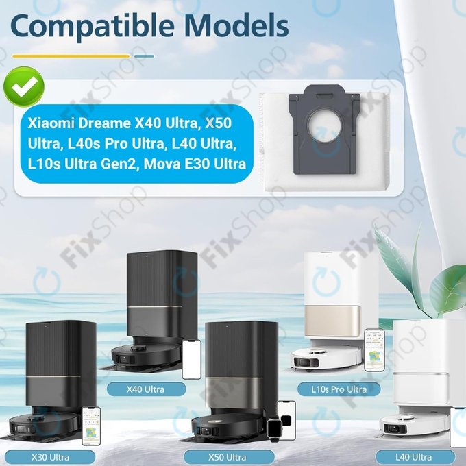 Staubbeutel, 2 Stk. für Xiaomi Dreame X40 Ultra, X50 Ultra, L40s Pro Ultra, L40 Ultra, L10s Ultra Gen2, Mova E30 Ultra, Mova V50 Ultra, P60