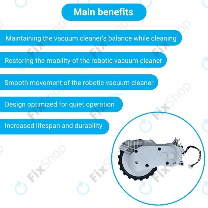 Xiaomi Mijia E10, E12, Mi Robot Vacuum Mop 2 Lite, 2 Pro - Rad mit Motor (Rechts) (Weiß)