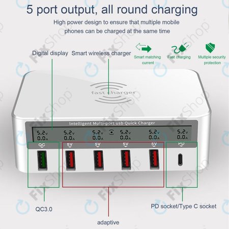 WLX-818F Service-Ladestation mit USB 3.0 und USB-C