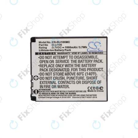 Batterie für Kodak PIXPRO SP1, Kodak PIXPRO SP1 HD, 1000mAh, Li-Ion, 3.7V, D-LI106, HQ