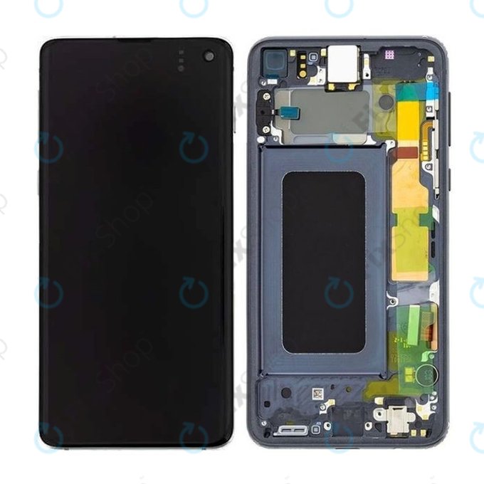 Samsung Galaxy S10e G970F - LCD Display + Touchscreen Front Glas + Rahmen (Prism Black) - GH82-18852A, GH82-18836A Genuine Service Pack
