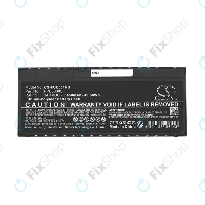 Akku batterie für Fujitsu Lifebook E4411, E448, E458, 3450mAh, Li-Pol, 14.4V, FPB0338S, HQ