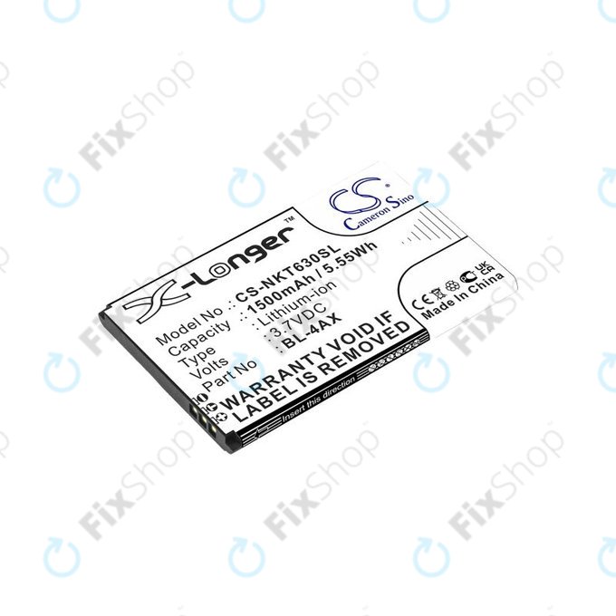 Akku batterie für Nokia 6300 4G, Nokia 8000 4G, 1500mAh, Li-Ion, 3.7V, BL-4AX, HQ