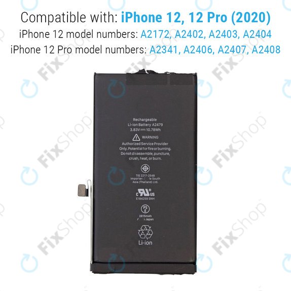 Akku Batterie für iPhone 12, 12 Pro, 2815mAh
