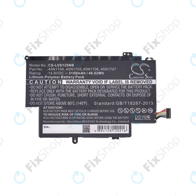 Batterie für Lenovo ThinkPad Yoga 12, Yoga S1, 3150mAh, Li-Pol, 14.8V, 45N1704, HQ