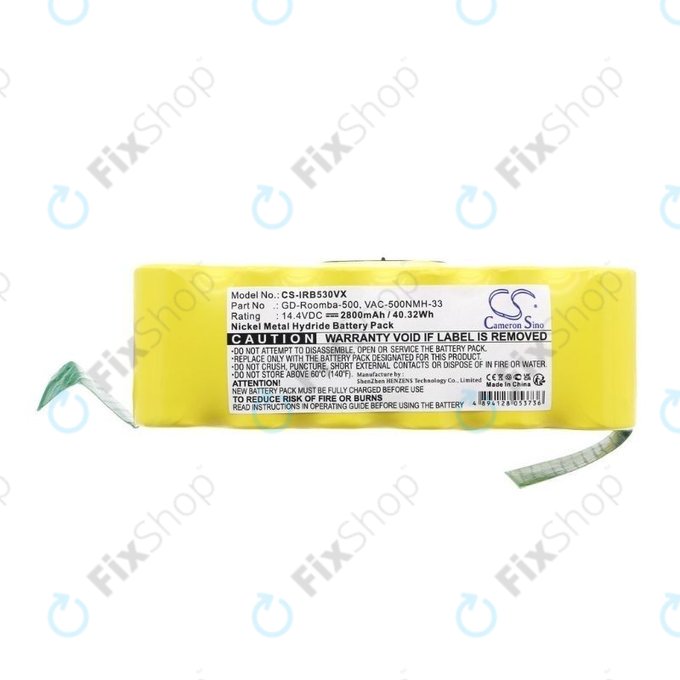iRobot Roomba 500, 600, 700, 800, 900-series, R3, Scooba 450, Vileda 137173 - Akku Batterie 11702, GD-Roomba-500, VAC-500NMH-33 Ni-MH 14.4V 2800mAh HQ