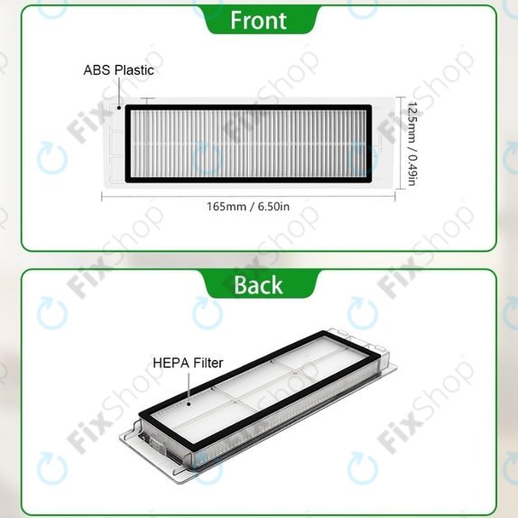 Xiaomi Roborock S5, S5 Max, S6, S6 MaxV, S6 Pure, E4, E5, Mijia 1S, Mi Robot Vacuum Mop 1S, Xiaowa E2, E3, Lite C10 - HEPA-filter (2Stk.)