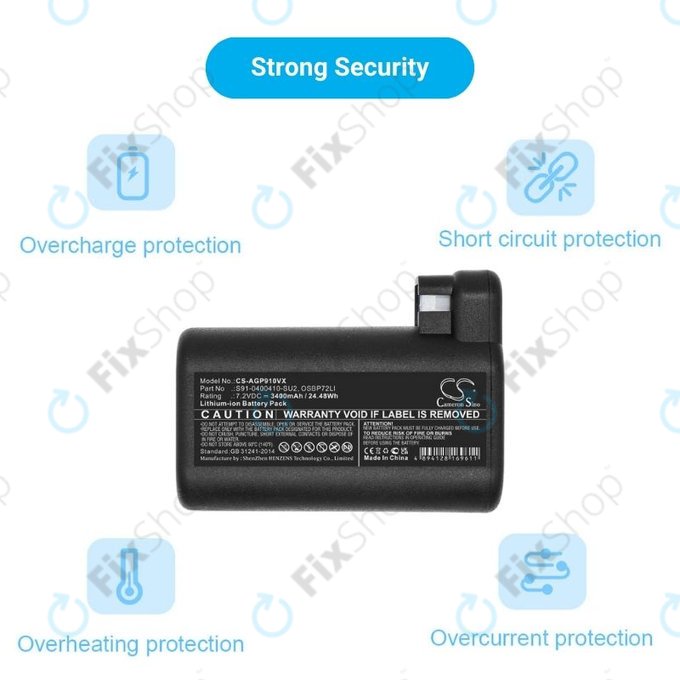 AEG RX-series, Electrolux E, P-series - Akku Batterie S91-0400410-SU2, OSBP72LI, OSBP72LI25 Li-Ion 7.2V 3400mAh HQ