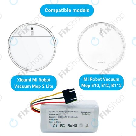 Xioami Mi Robot Vacuum Mop 2 Lite, E10 - Akku Batterie N011-4S1P Li-Ion 14.4V 2600mAh