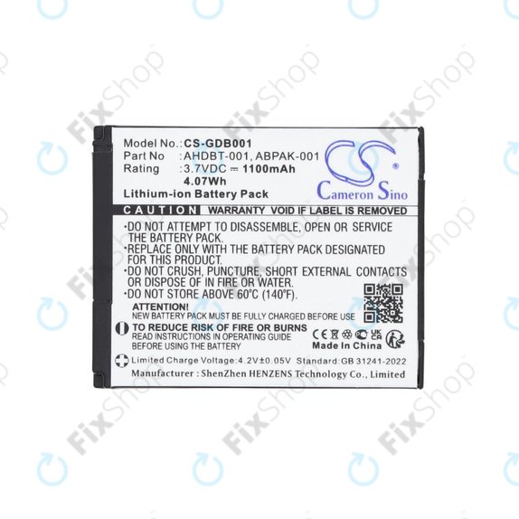 Akku batterie für GoPro HD Hero, Hero2, 1100mAh, Li-Ion, 3.7V, AHDBT-001, HQ