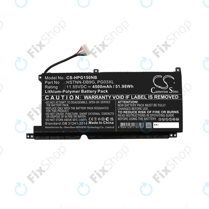 Batterie für HP Pavilion Gaming 15,16, Spectre X360 15, 4500mAh, Li-Pol, 11.55V, 3ICP6/60/72, HQ