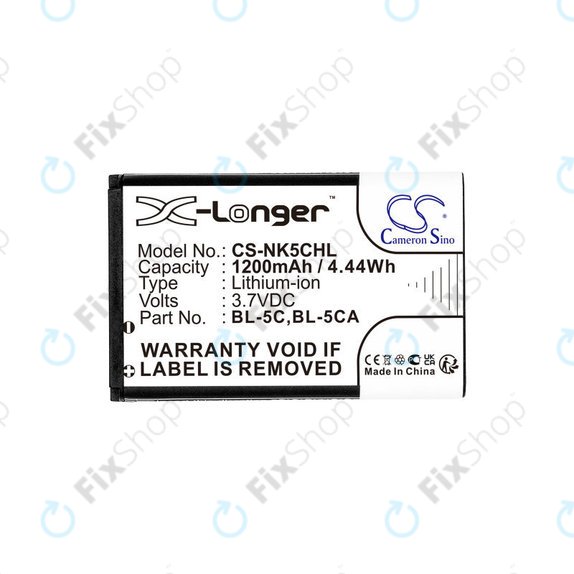 Batterie für Nokia 1208, 1110, 2310, 1200mAh, Li-ion, 3.7V, BL-5C, HQ