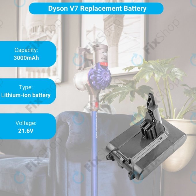 Dyson V7 - Akku Batterie 968670-02, 968670-03 Li-Ion 21.6V 4000mAh