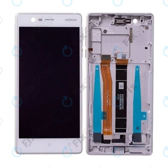 Nokia 3 - LCD Display + Touchscreen Front Glas + Rahmen (Silver White) - 20NE1SW0001 Genuine Service Pack