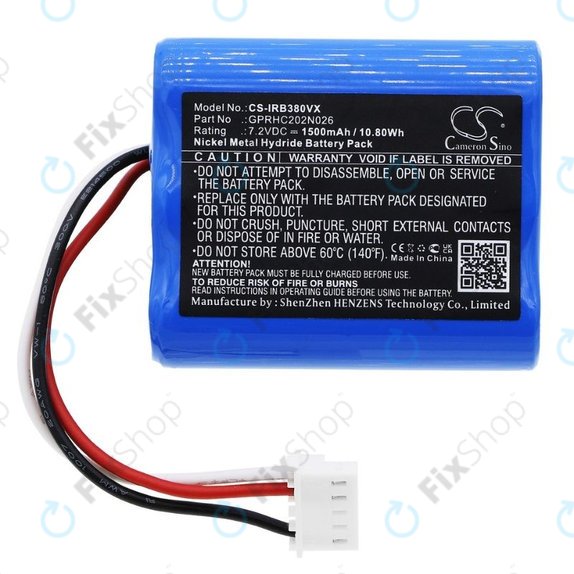 iRobot Braava 2000, 300, 380, 380T, 381, 390, Mint 5200, Mint Plus 5200, Proscenic JOJO Professional - Akku Batterie GPRHC202N026, 4409709, W206001001399 Ni-MH 7.2V 1500mAh HQ