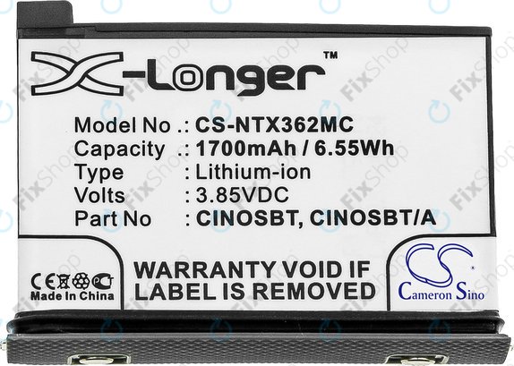 Batterie für Insta360 One X2, 1700mAh, Li-Ion, 3.85V, CINOSBT, HQ