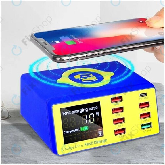 Mechanic iCharge 8 Pro - USB-Ladestation mit USB-C + Wireless Charger