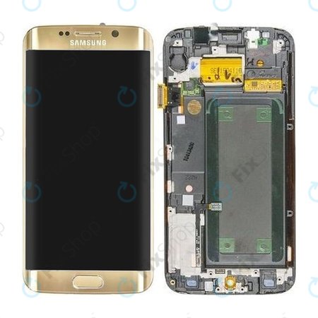 Samsung Galaxy S6 Edge G925F - LCD Display + Touchscreen Front Glas + Rahmen (Gold Platinum) - GH97-17162C, GH97-17317C, GH97-17334C Genuine Service Pack