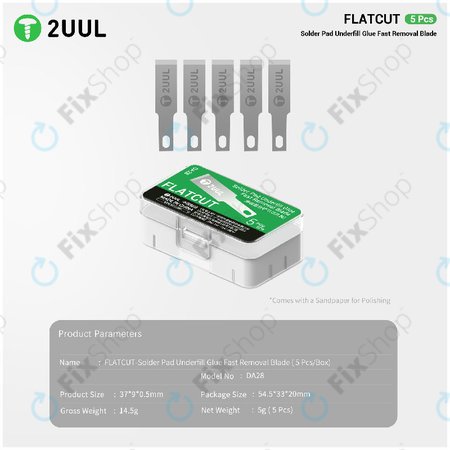 Klingen zum Entfernen von Underfill-Kleber, Flachschnitt, 2UUL DA28, 5 Stk./Packung