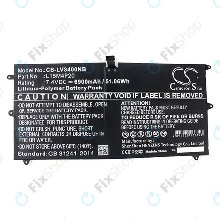 Akku batterie für Lenovo Yoga 4S, 900S, 6900mAh, Li-Pol, 7.4V, L15M4P20, HQ