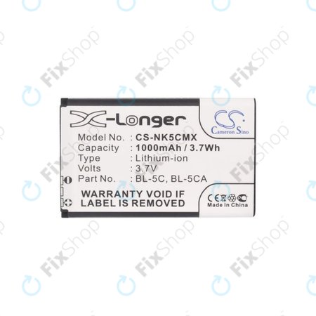 Nokia 1000, 2000, 3000, 6000, 7000, C, N, X-series, Asha 230, MD-12 - Akku Batterie BL-5C, BL-5CA 1000mAh HQ