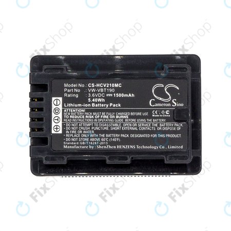 Akku batterie für Panasonic HC-V210, 1500mAh, Li-Ion, 3.6V, VW-VBT190, HQ
