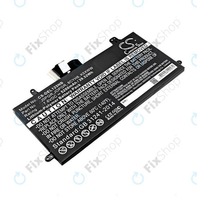 Batterie für Dell Latitude 5290, Latitude 12 5285, 5200mAh, Li-Pol, 7.6V, J0PGR, HQ